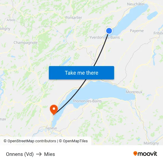 Onnens (Vd) to Mies map