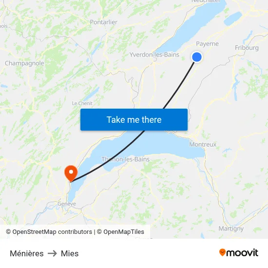Ménières to Mies map