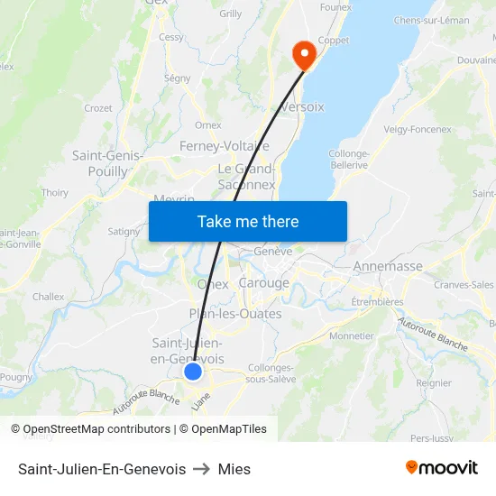 Saint-Julien-En-Genevois to Mies map