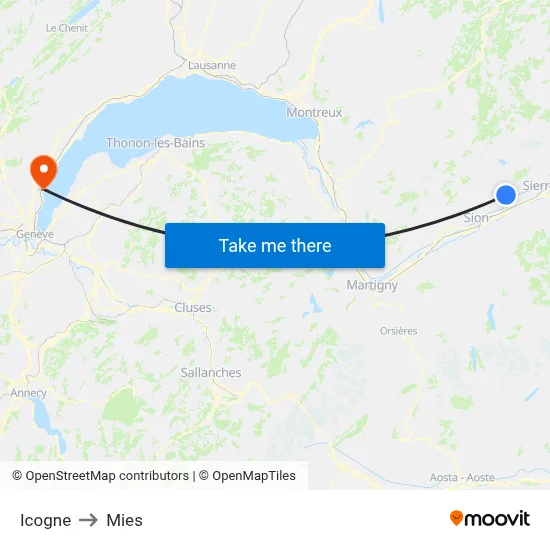 Icogne to Mies map