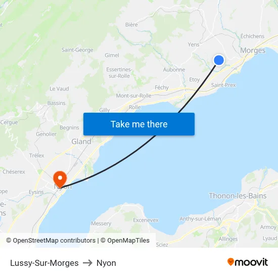 Lussy-Sur-Morges to Nyon map