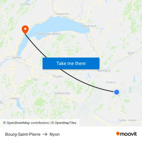 Bourg-Saint-Pierre to Nyon map