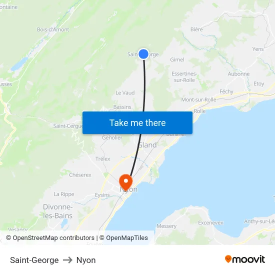 Saint-George to Nyon map
