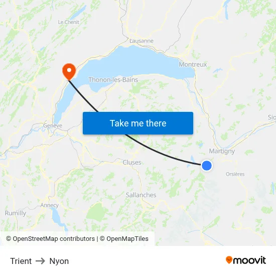 Trient to Nyon map