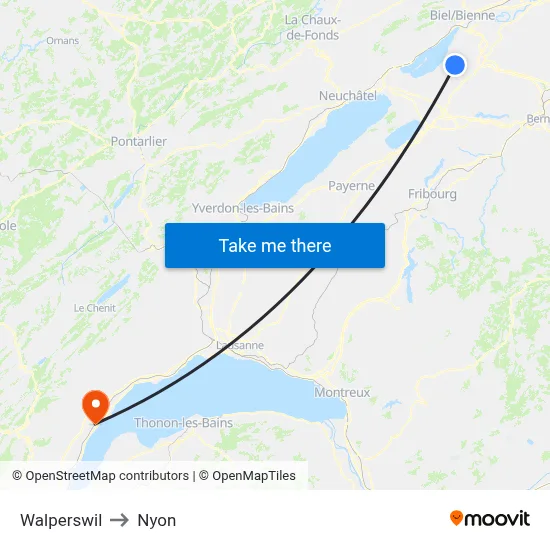 Walperswil to Nyon map