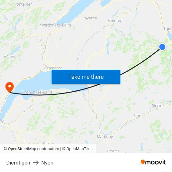 Diemtigen to Nyon map