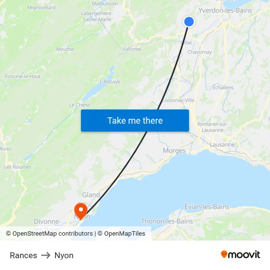 Rances to Nyon map