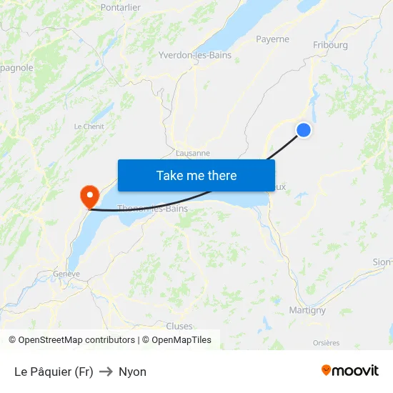 Le Pâquier (Fr) to Nyon map