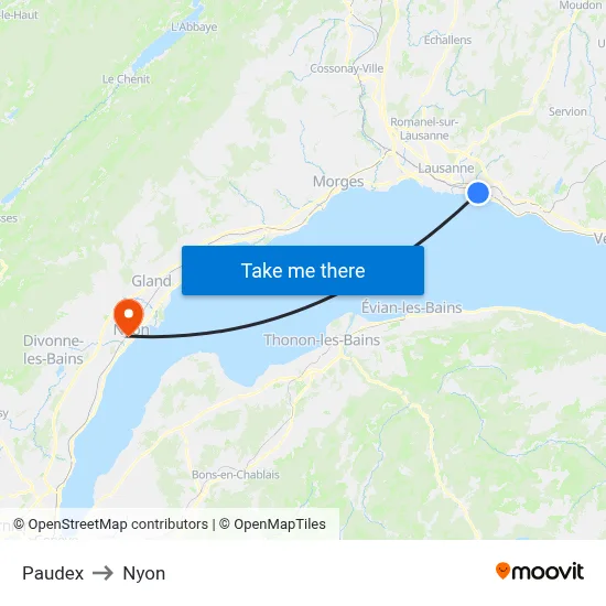 Paudex to Nyon map