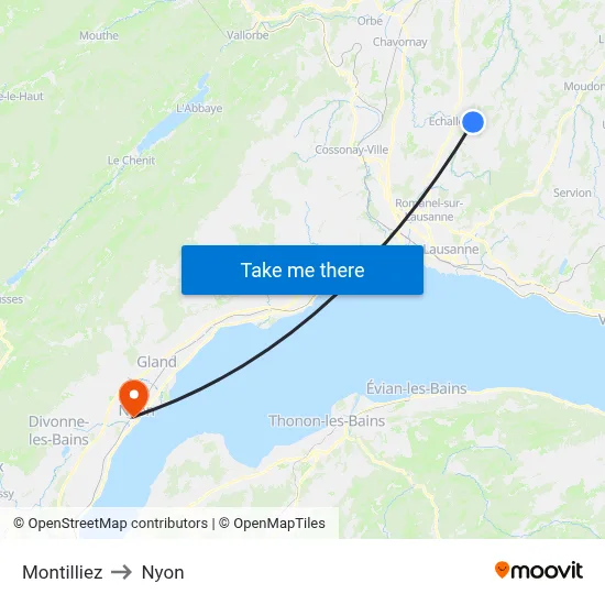 Montilliez to Nyon map