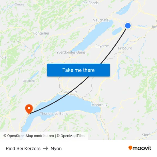 Ried Bei Kerzers to Nyon map