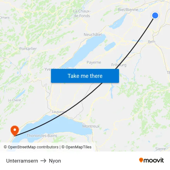 Unterramsern to Nyon map