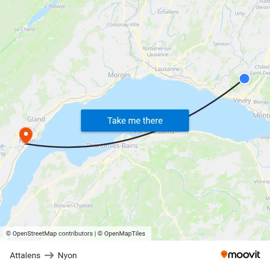 Attalens to Nyon map