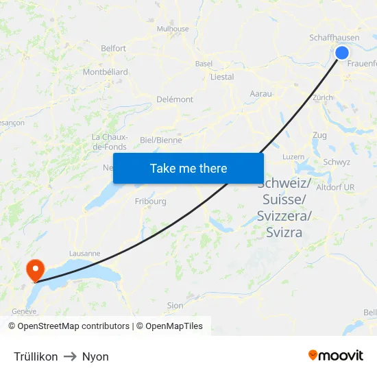 Trüllikon to Nyon map