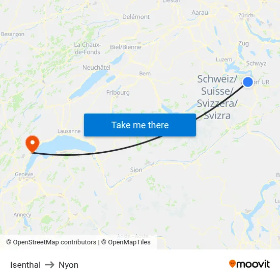 Isenthal to Nyon map
