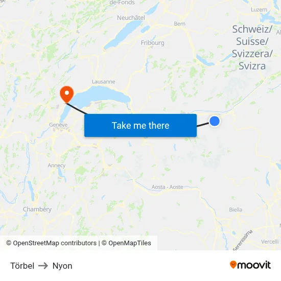 Törbel to Nyon map