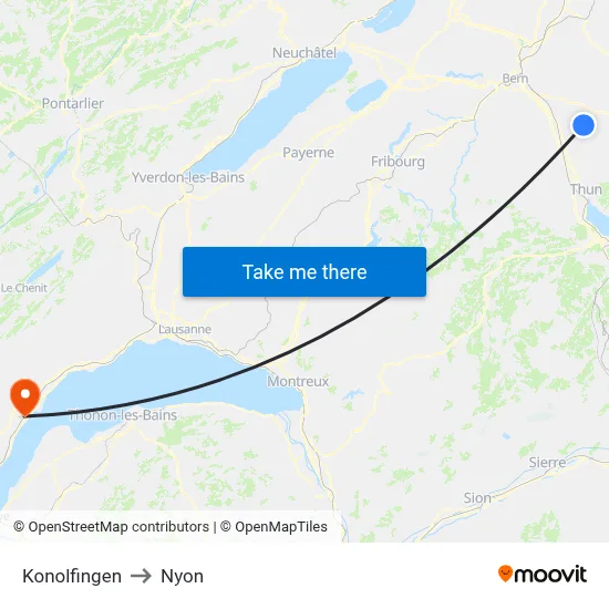 Konolfingen to Nyon map