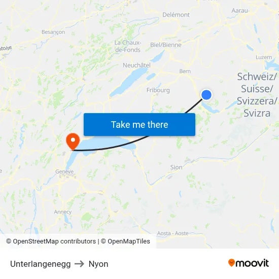 Unterlangenegg to Nyon map
