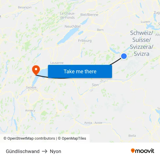 Gündlischwand to Nyon map