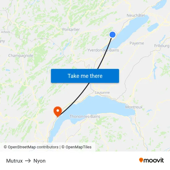 Mutrux to Nyon map