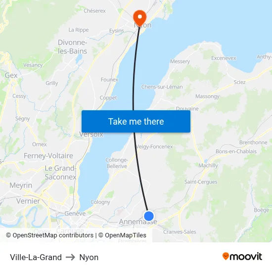 Ville-La-Grand to Nyon map