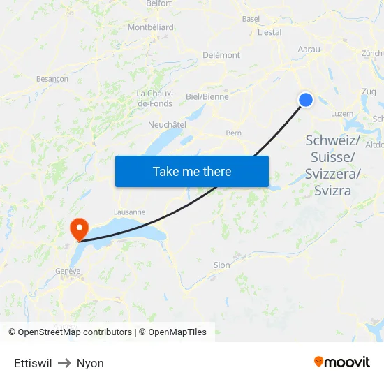 Ettiswil to Nyon map