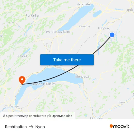 Rechthalten to Nyon map