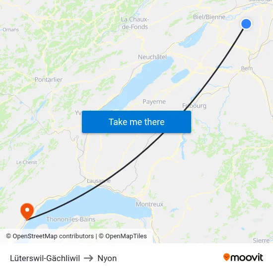 Lüterswil-Gächliwil to Nyon map