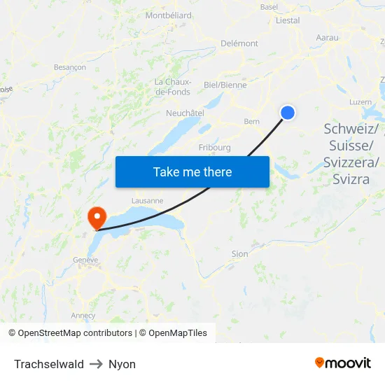 Trachselwald to Nyon map