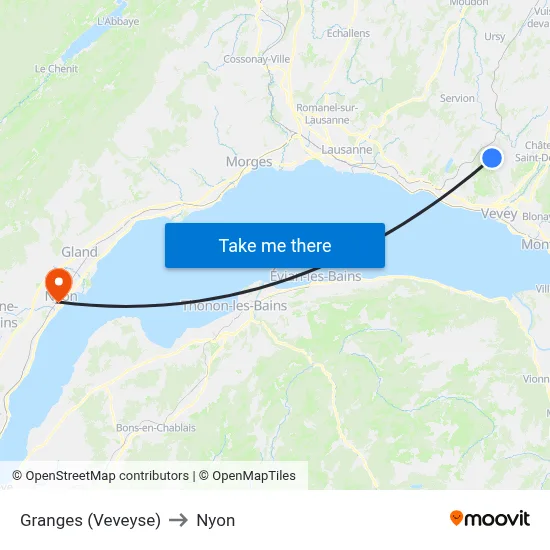 Granges (Veveyse) to Nyon map