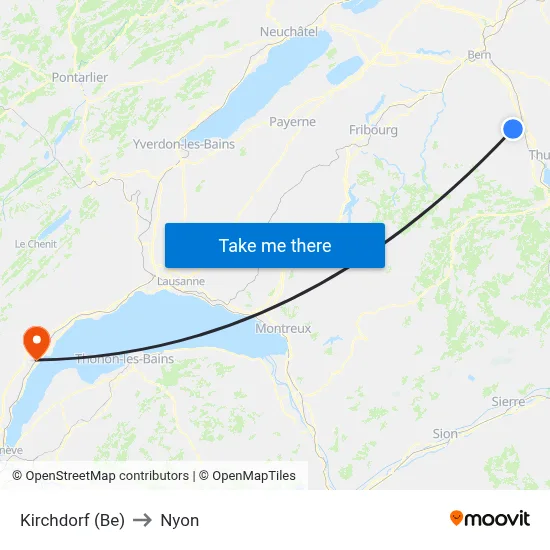 Kirchdorf (Be) to Nyon map