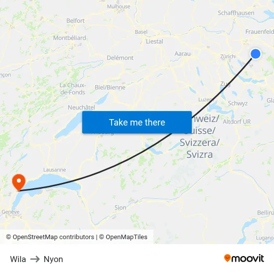 Wila to Nyon map