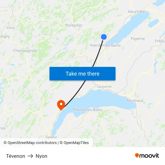 Tévenon to Nyon map