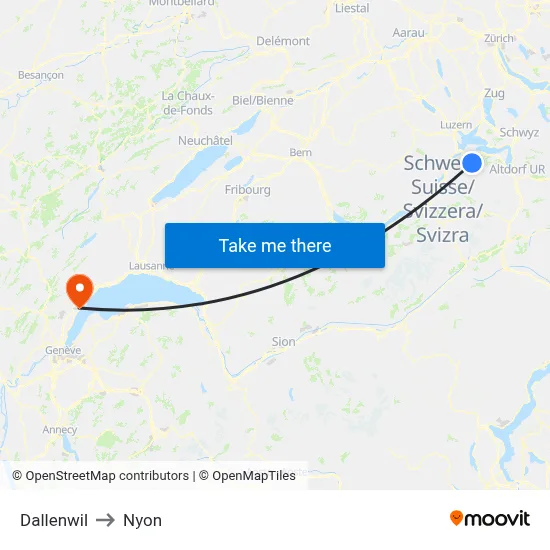 Dallenwil to Nyon map