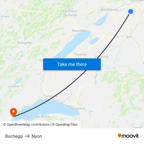 Buchegg to Nyon map