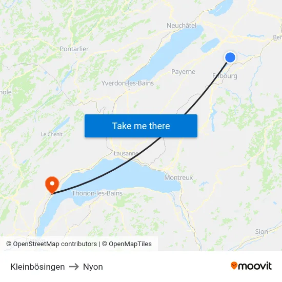 Kleinbösingen to Nyon map