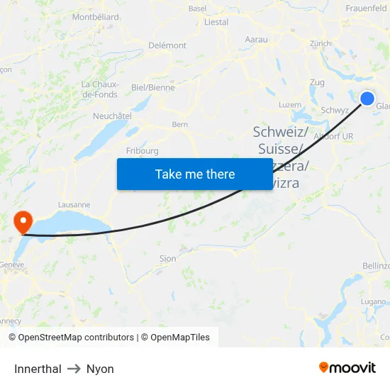 Innerthal to Nyon map