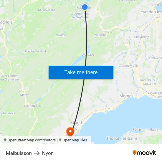 Malbuisson to Nyon map