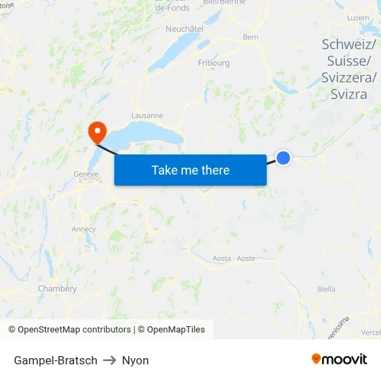 Gampel-Bratsch to Nyon map