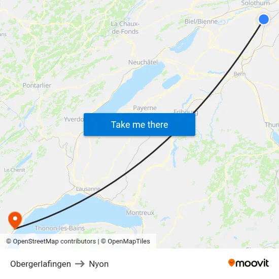 Obergerlafingen to Nyon map