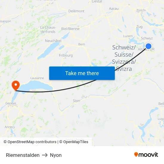 Riemenstalden to Nyon map