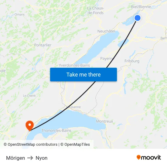 Mörigen to Nyon map