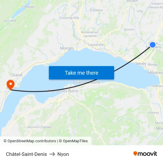 Châtel-Saint-Denis to Nyon map