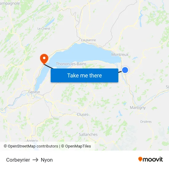 Corbeyrier to Nyon map