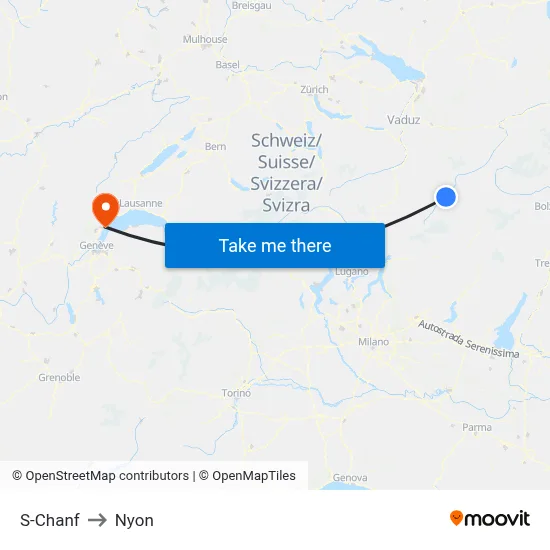 S-Chanf to Nyon map