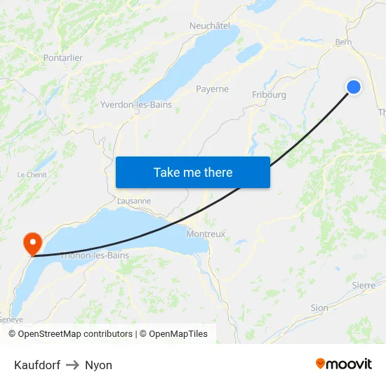 Kaufdorf to Nyon map