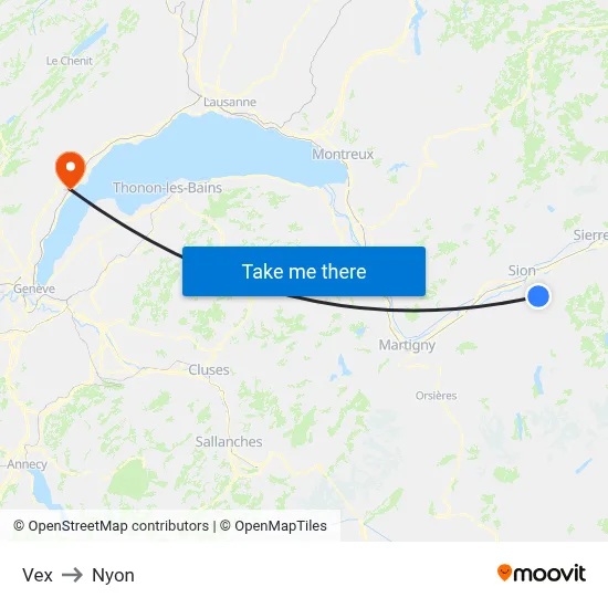 Vex to Nyon map