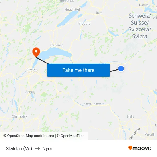 Stalden (Vs) to Nyon map