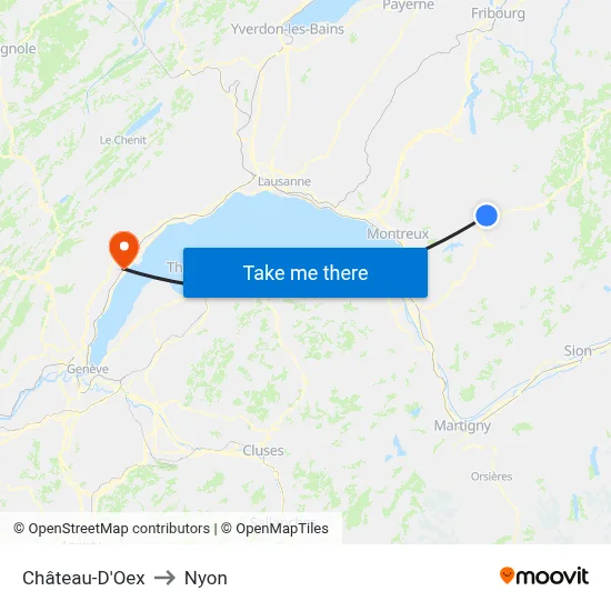 Château-D'Oex to Nyon map