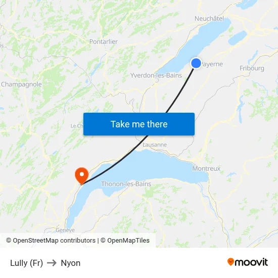 Lully (Fr) to Nyon map